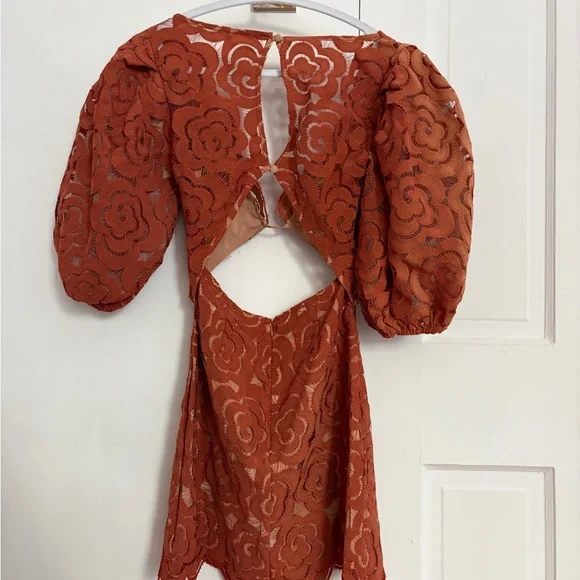 For Love And Lemons Floral Lace Mini Dress in Brown - Picture 10 of 13